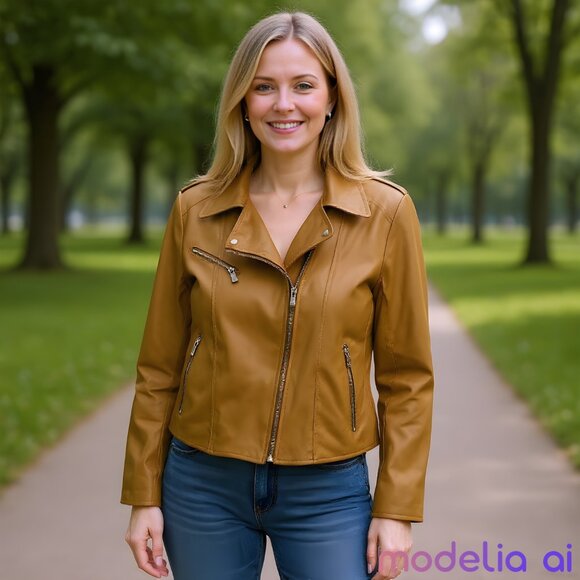 Lilly & Lottie Jackets & Blazers - Lily & Lottie Jacket Polyurethane Coated Women's 3X Brown Lined Zip Front/Sleeve
